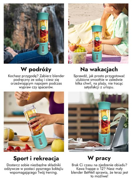 Blender osobisty biały w różnych sytuacjach